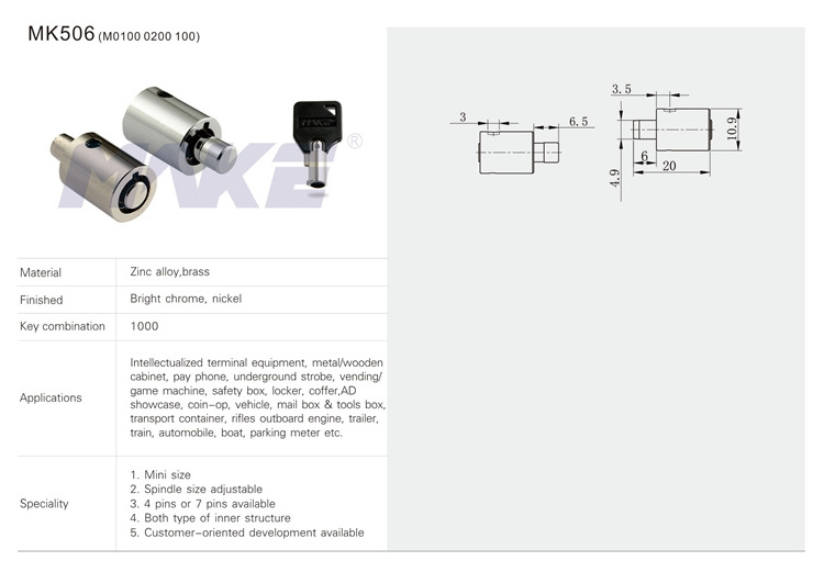 mk506 Safety Box Motorized Display Cylinder Push Lock