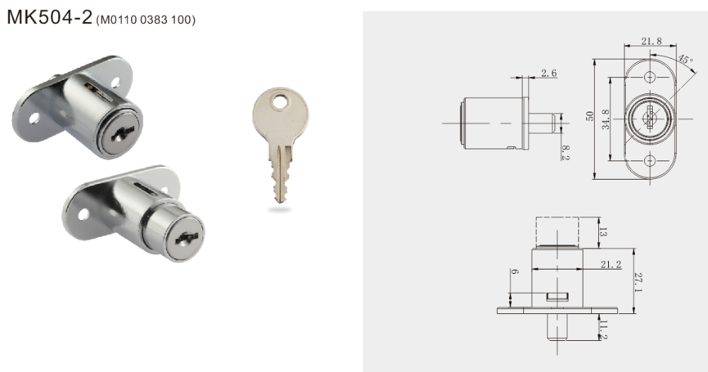 MK504-2 Office Furniture Hardware Table Drawer Push Lock