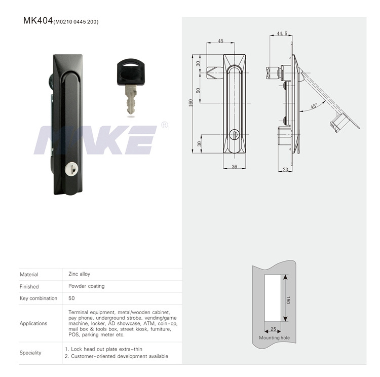 MK404 Cabinet Padlockable Button Swing Handle Push Latch Lock from China Manufacturer