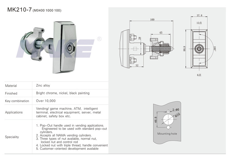 MK210-7 Snack Can Vending Machine Combo Lock