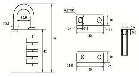 MK711 4 Digital Combination Brass Padlock with Master Key