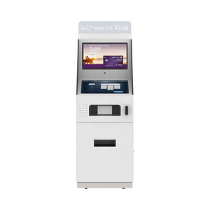 Multi touch screen Android self inquiry cash card passport scanner check in kiosk for hotel/medical