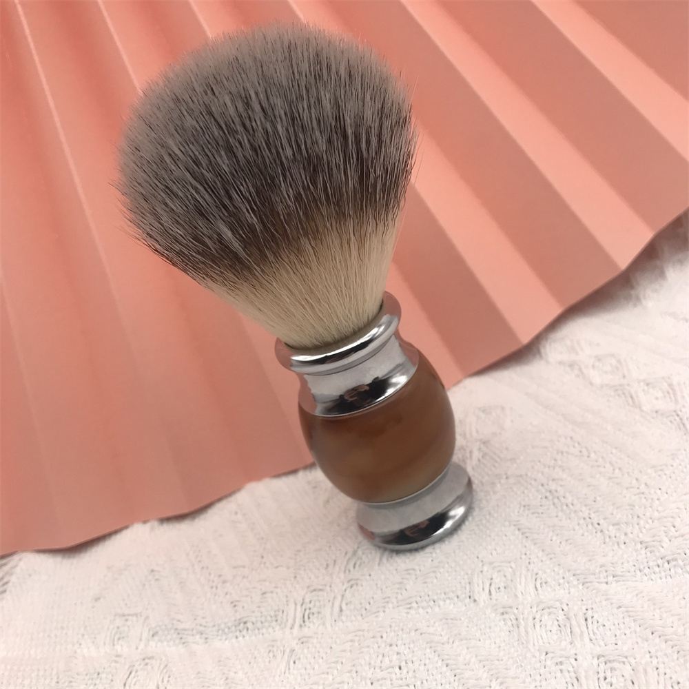 YRX W0118 Wholesale Synthetic Hair Shaving Brush for Men Stone with Metal Handle Shave Brush Tool