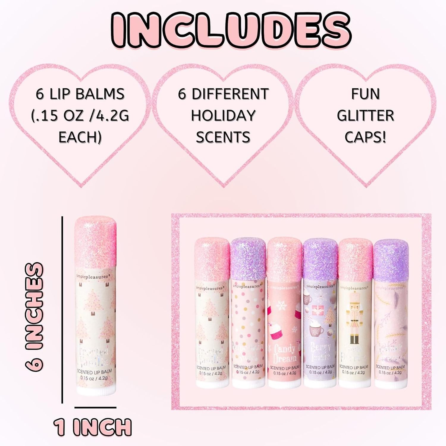 6 scented Lip Balm Set Flavored Vegan Cruelty Free  Lip Balm Sticks with Bee wax in a Small Zipp Bag