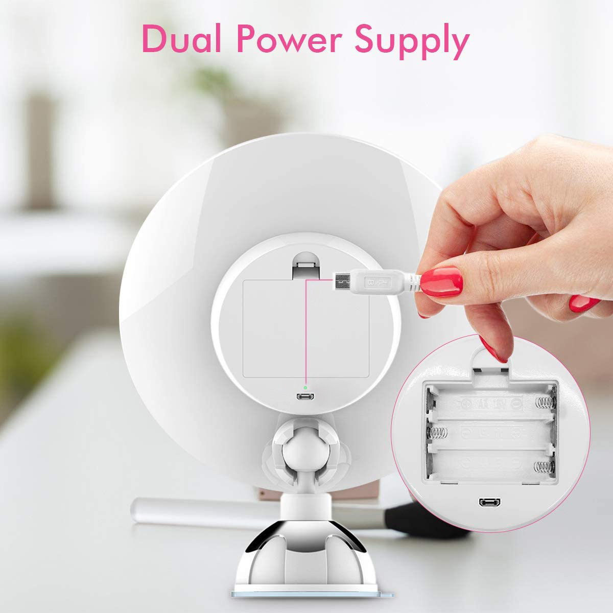 M6 Cosmetic 10X Magnifying Bathroom Wall Mount Battery Makeup Mirror With Suction Cup