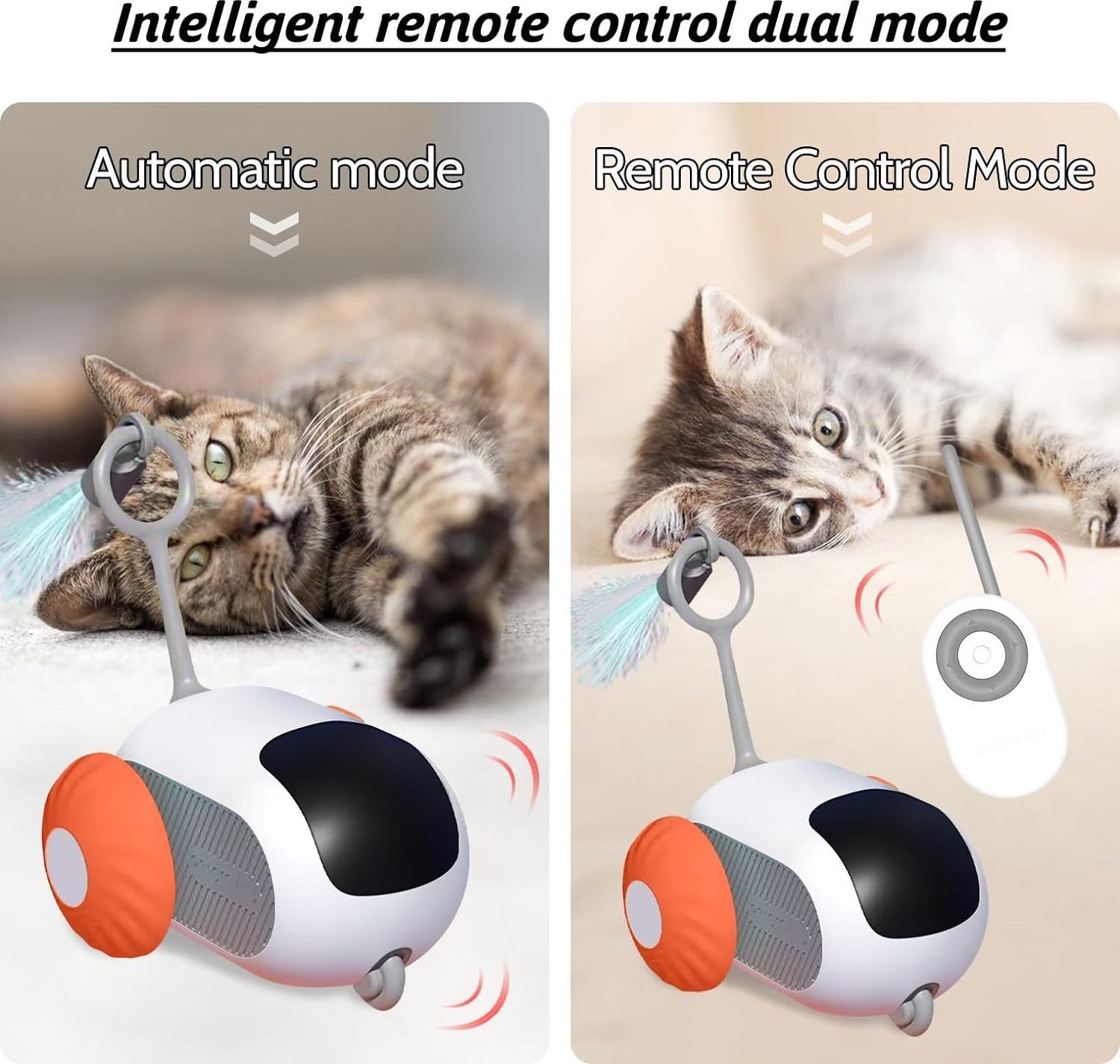 Funny smart gravity remote control electric interact teaser rotate cat toy with feathers