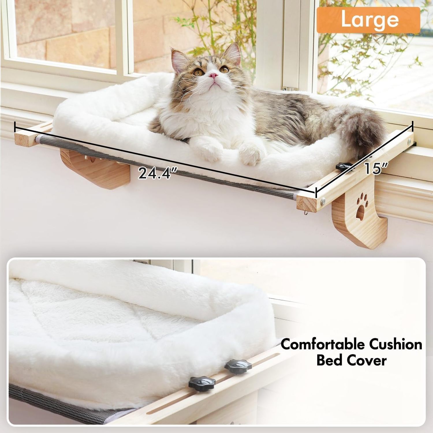 Pet Factory spot wholesale pet indoor hanging cat bed window hammock Cat Window Perch wooden cat bed hammock window