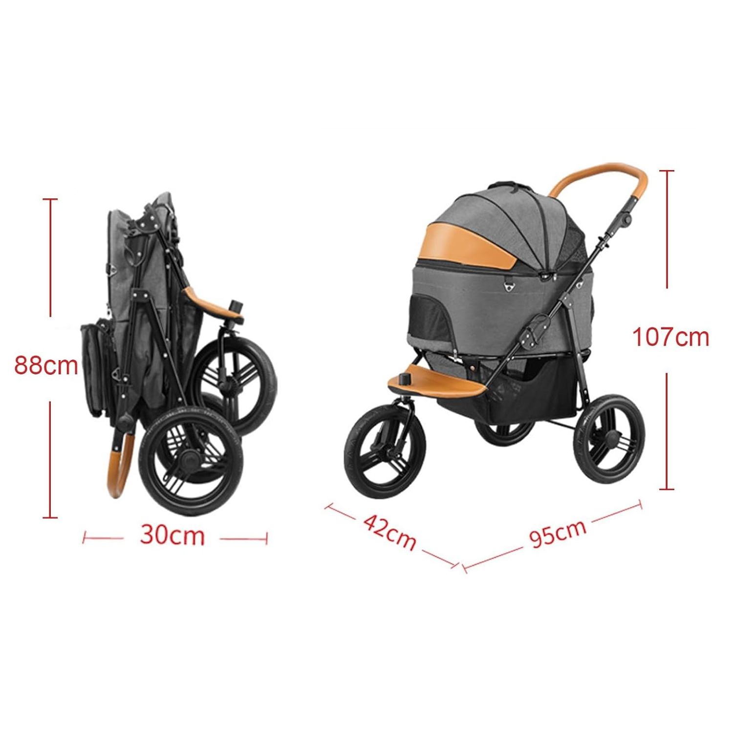 Pet Trolley Portable Foldable Detachable Medium Large Dog Cat Outdoor Portable Tricycle Foldable Cat Carrier Cart stroller