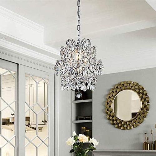 Modern Pendant Chandelier Crystal Raindrop Lighting Ceiling Light Fixture Lamp 1 E26 Bulb