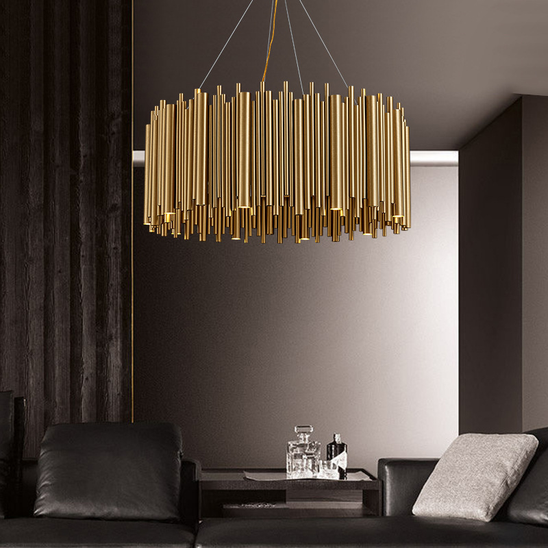 2023 Custom made Hotel Lobby Modern Art Deco Brass Metal Luxury Led Ceiling Chandelier Lighting