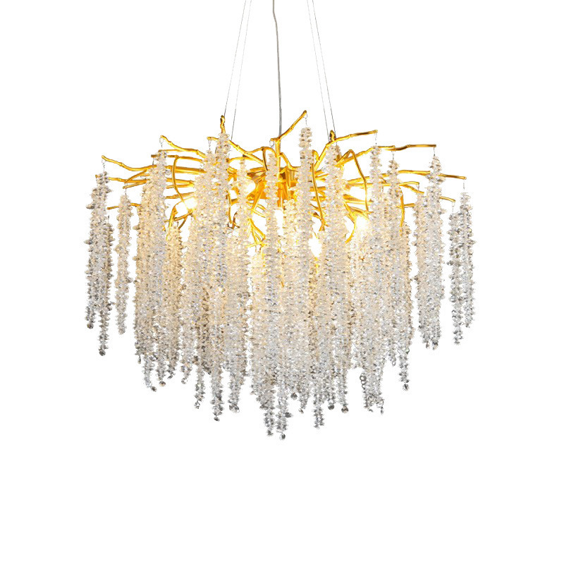 Luxury Aluminium Gold Tree Branch Chandeliers Ceiling Light Design Long Living Dining Room Lighting Fixtures For Home Decor