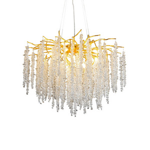 Luxury Aluminium Gold Tree Branch Chandeliers Ceiling Light Design Long Living Dining Room Lighting Fixtures For Home Decor