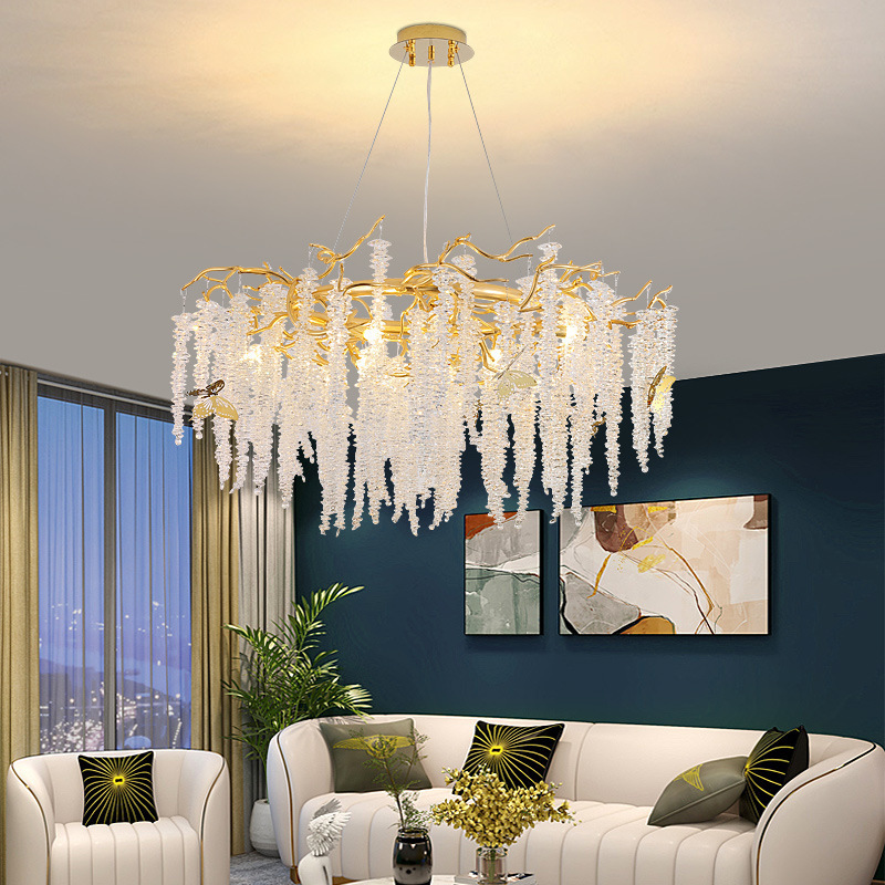 Luxury Aluminium Gold Tree Branch Chandeliers Ceiling Light Design Long Living Dining Room Lighting Fixtures For Home Decor