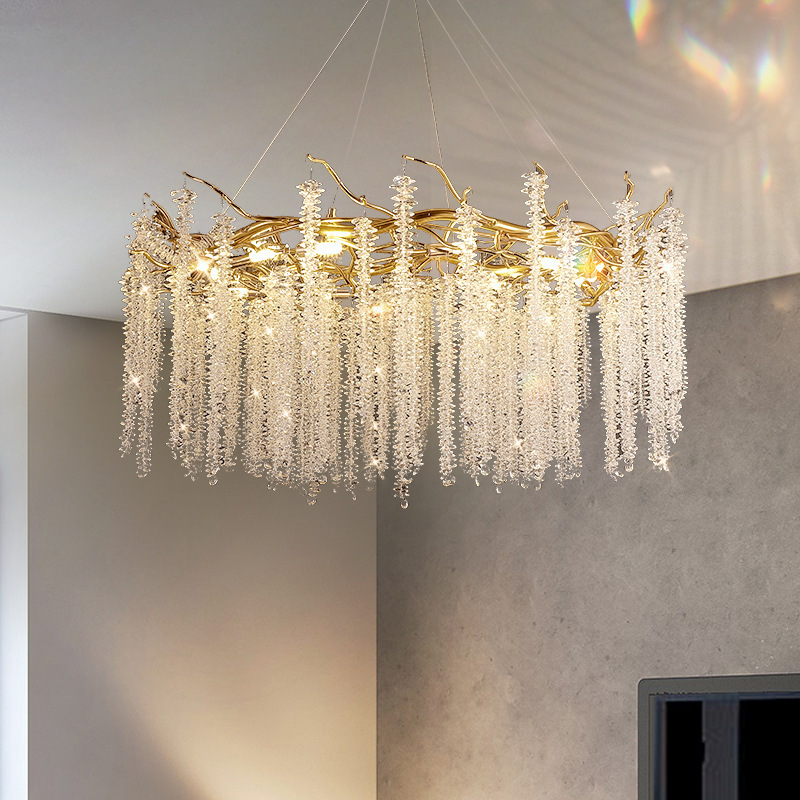 Luxury Aluminium Gold Tree Branch Chandeliers Ceiling Light Design Long Living Dining Room Lighting Fixtures For Home Decor