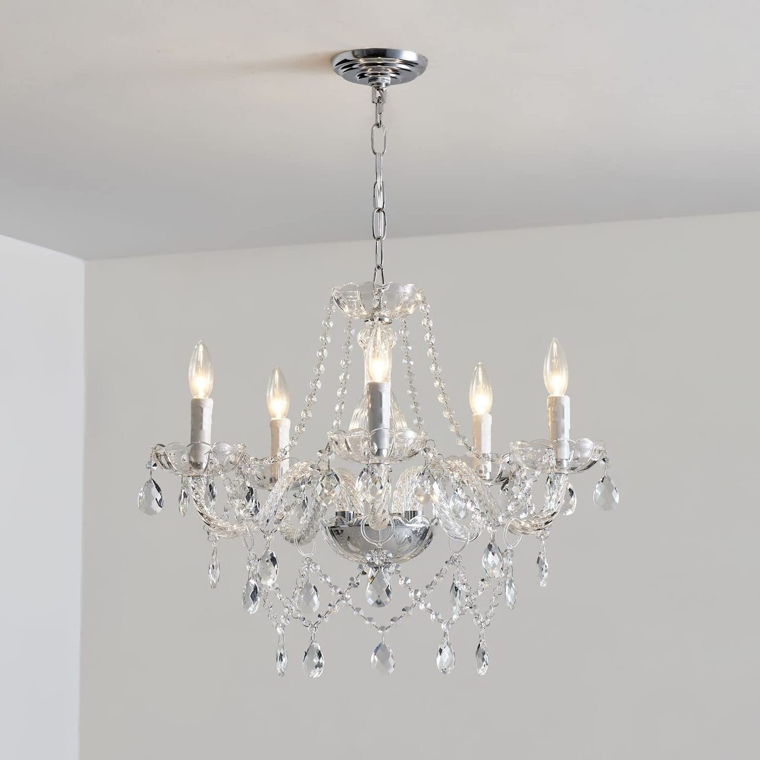 Modern Contemporary Elegant K9 Crystal Glass Chandelier Pendant Ceiling Lighting Fixture - 5 Lights