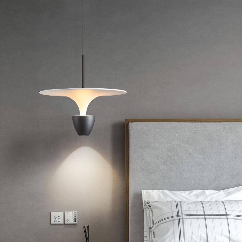 Nordic Headboard Black Hanging Light Modern Simple Flying Saucer Bar Led Lightings Home Art Style Creative Pendant Chandelier