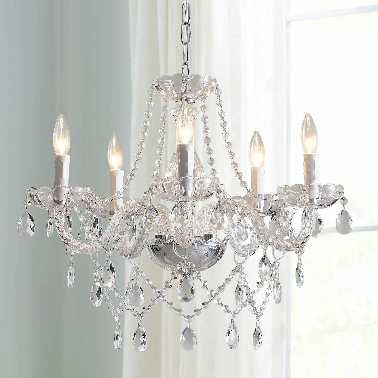 Modern Contemporary Elegant K9 Crystal Glass Chandelier Pendant Ceiling Lighting Fixture - 5 Lights