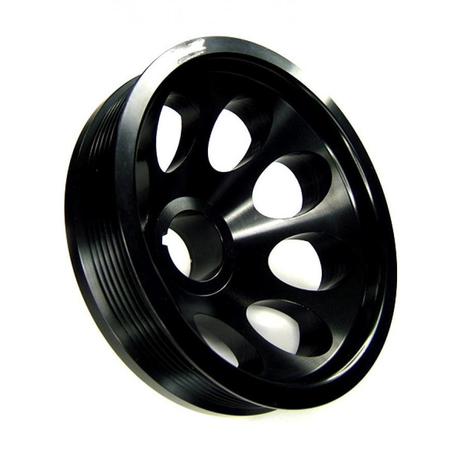 precision OEM custom made aluminum lightweight crankshaft pulley black anodized