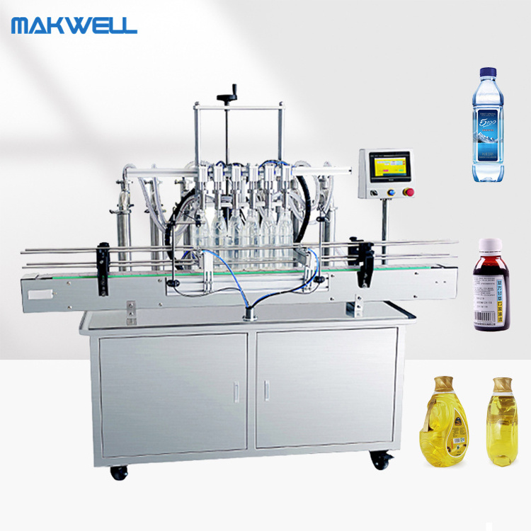 MAKWELL Automatic 6 Heads Servo Piston Pump Syrup Wine Edible Oil Beverage Water Liquid Filling Machine