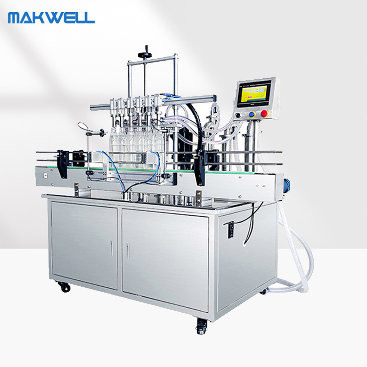 MAKWELL Automatic 6 Heads Servo Piston Pump Syrup Wine Edible Oil Beverage Water Liquid Filling Machine