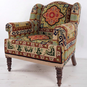 Interior Designer Summer Collection2023 Colorful Hand Embroidered Chair Home Decor Living Room Furniture Upholstered Arm Chair