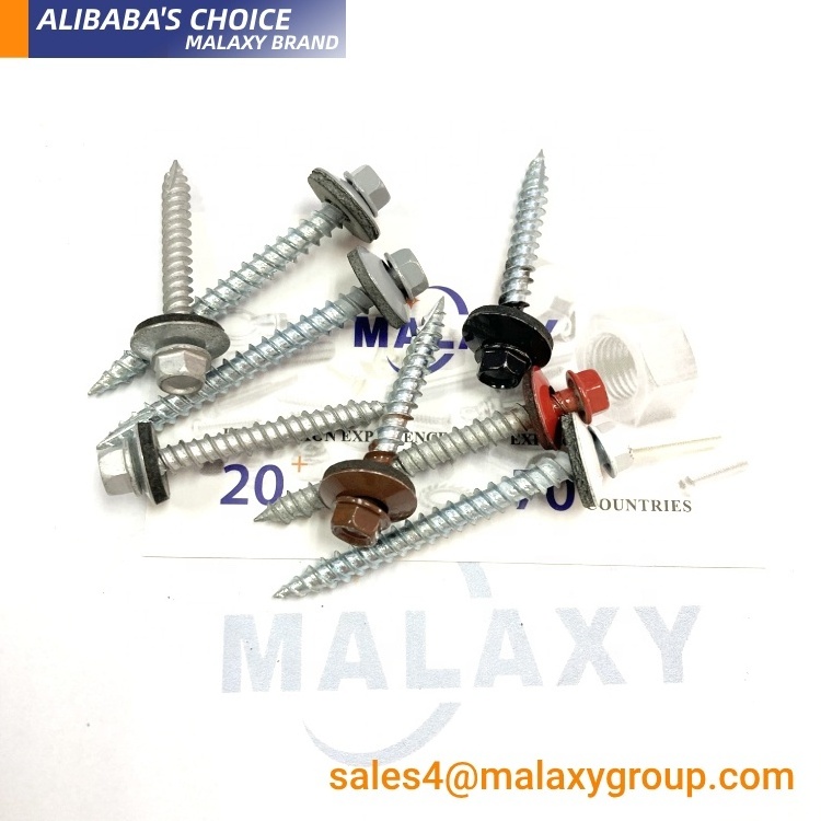 Malaxy Sus304 Roofing Screw Wood Timber 6.5'' #12 Self Tapping Stainless Steel Metal Washer Roofing Screw With Rubber Washer