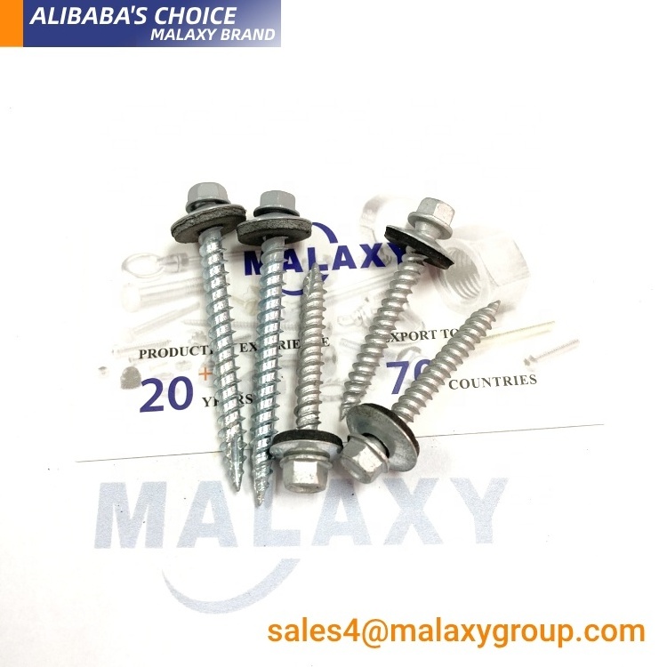 Malaxy Sus304 Roofing Screw Wood Timber 6.5'' #12 Self Tapping Stainless Steel Metal Washer Roofing Screw With Rubber Washer