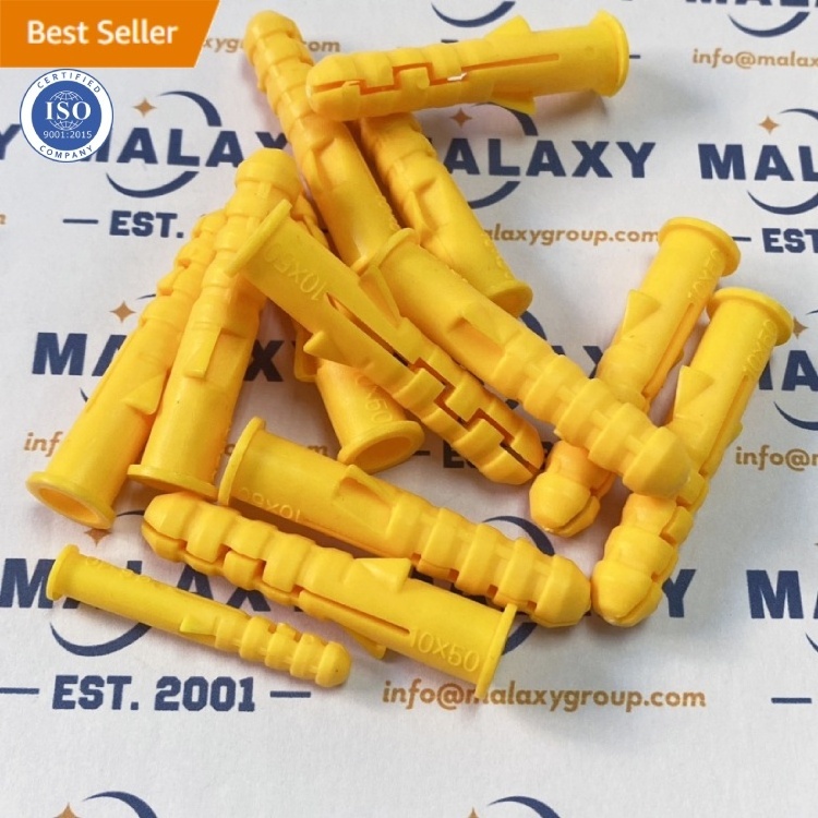 MALAXY Hot Selling M6 M8 M10 M12 Ribbed Plastic Anchor Wall Plastic Expansion Pipe Wall Plug For Self Tapping Screws