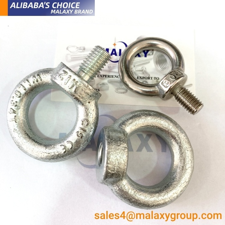 Malaxy M5 M6 M8 M10 M12 M14 Lifting Eye Bolts 316 304 Stainless Steel Eye Bolt Din580 Full Threaded Eye Bolt Screw