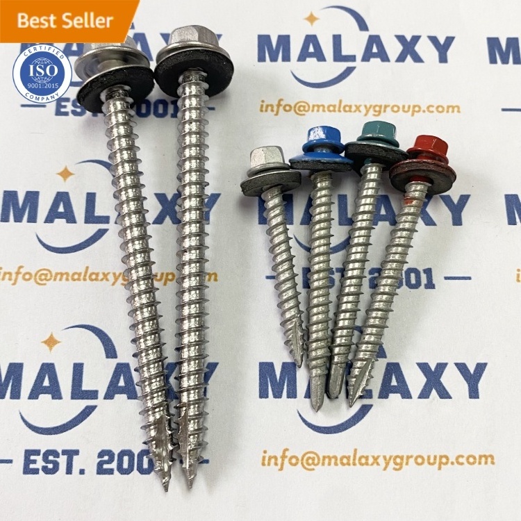 MALAXY Sus304 Roofing Screw Wood Timber 6.5'' #12 Self Drill Tapping Metal Washer Roofing Screw With Rubber Washer