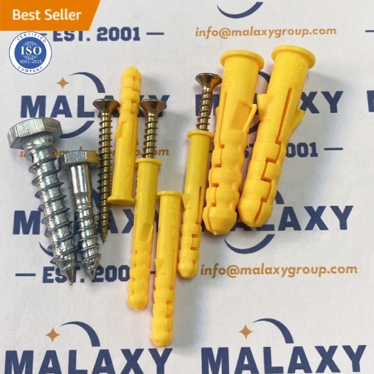 MALAXY Hot Selling M6 M8 M10 M12 Ribbed Plastic Anchor Wall Plastic Expansion Pipe Wall Plug For Self Tapping Screws