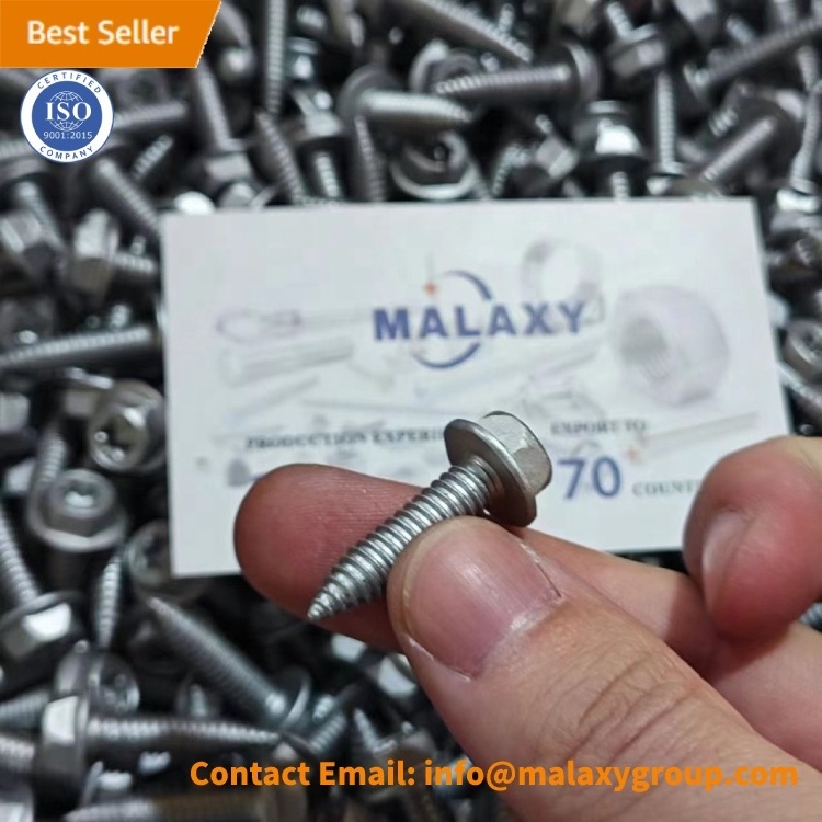 MALAXY Hex Flange Head Torx Drywall Ss304 Self Tapping Screw With Rubber Washer For Shower Door