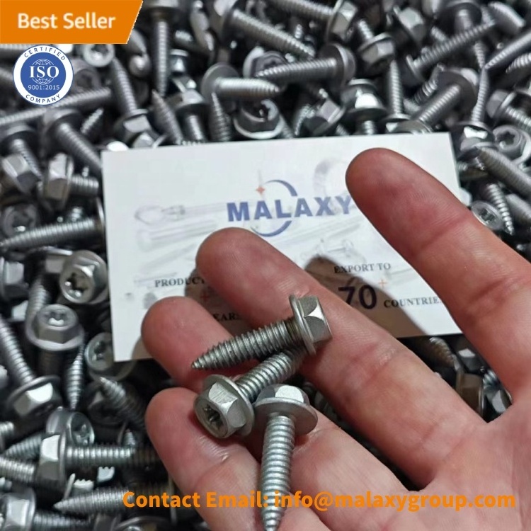 MALAXY Hex Flange Head Torx Drywall Ss304 Self Tapping Screw With Rubber Washer For Shower Door