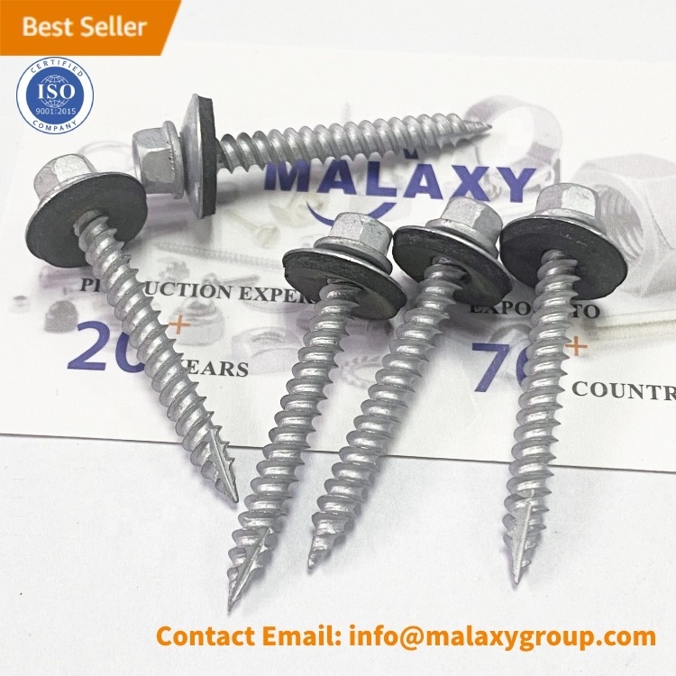 MALAXY Sus304 Roofing Screw Wood Timber 6.5'' #12 Self Drill Tapping Metal Washer Roofing Screw With Rubber Washer