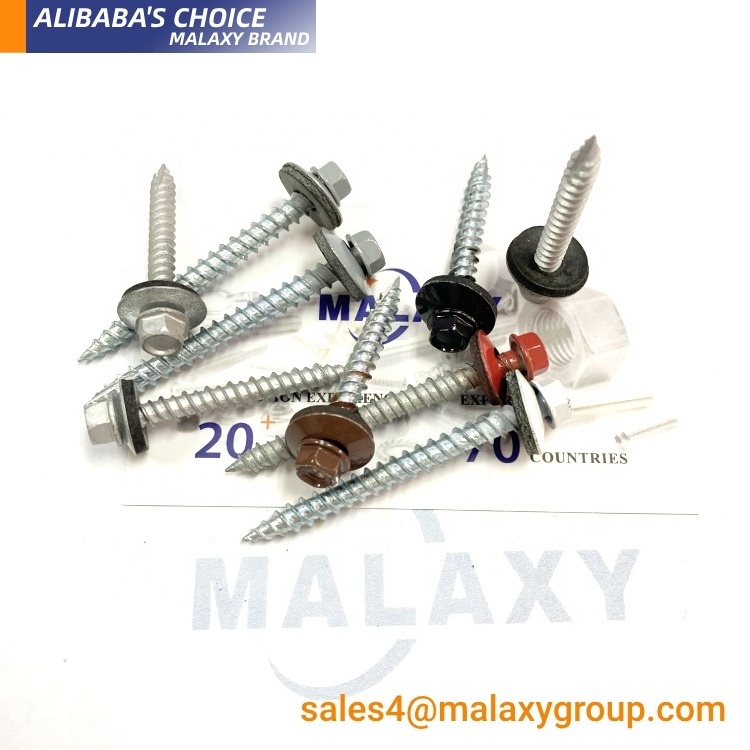 Malaxy Sus304 Roofing Screw Wood Timber 6.5'' #12 Self Tapping Stainless Steel Metal Washer Roofing Screw With Rubber Washer