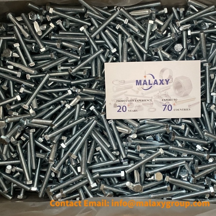 MALAXY Grade 8.8 10.9 12.9 Zinc Plated Hex Structural Bolts Din 931 Galvanized Hex Head Bolts And Nuts Din 933