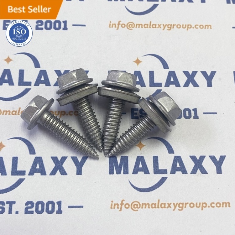 MALAXY Hex Flange Head Torx Drywall Ss304 Self Tapping Screw With Rubber Washer For Shower Door