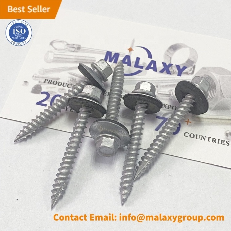 MALAXY Sus304 Roofing Screw Wood Timber 6.5'' #12 Self Drill Tapping Metal Washer Roofing Screw With Rubber Washer