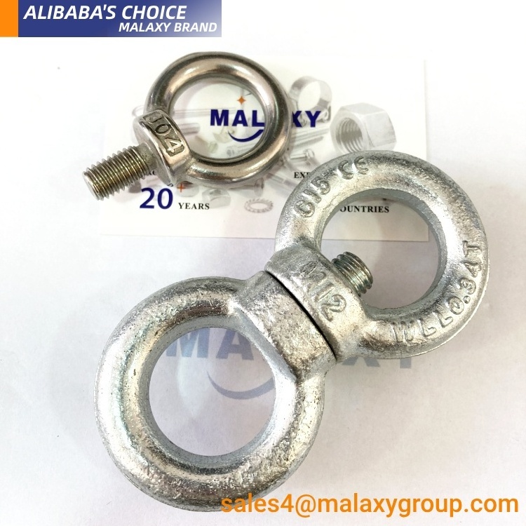 Malaxy M5 M6 M8 M10 M12 M14 Lifting Eye Bolts 316 304 Stainless Steel Eye Bolt Din580 Full Threaded Eye Bolt Screw