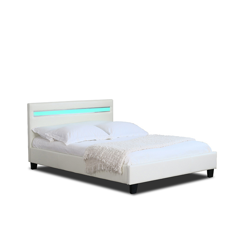 Best Price PRADO LED Bed in a Box LED Light Infront Headboard White and Black Color Bedframe Bulk Supplier from Malaysia