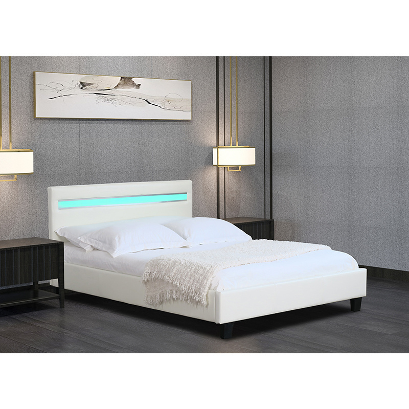 Best Price PRADO LED Bed in a Box LED Light Infront Headboard White and Black Color Bedframe Bulk Supplier from Malaysia