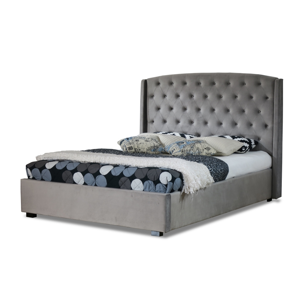 2019 Balmain Modern High Headboard Velvet Fabric Bed