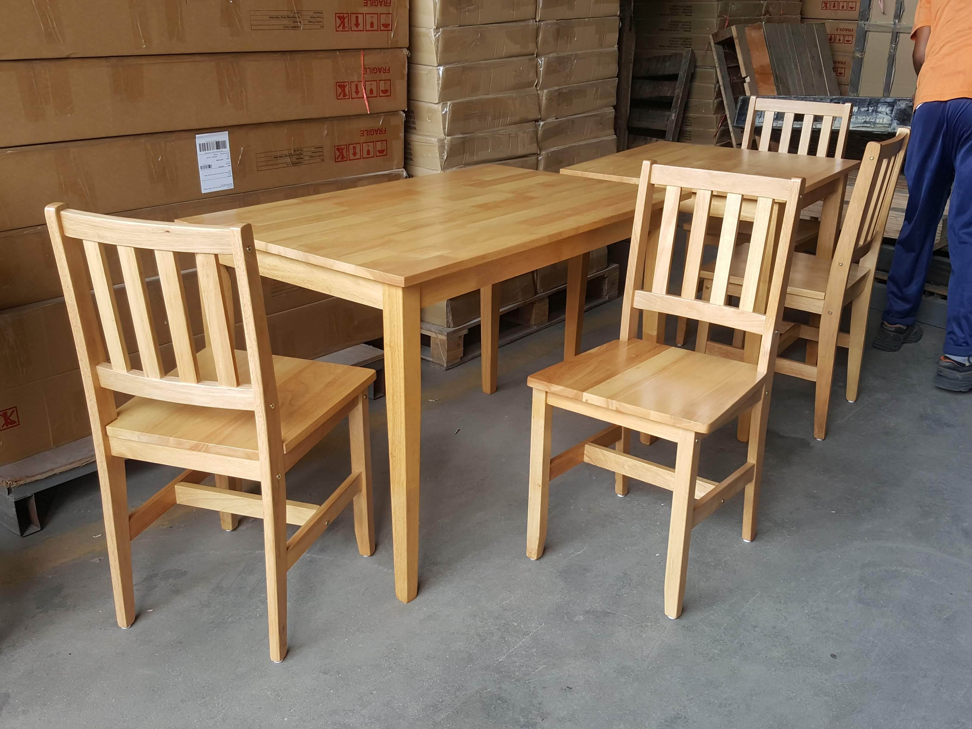 Evergreen Best Selling  Malaysian Solid Rubber Wood Lancaster Table and Chair Dining furniture set