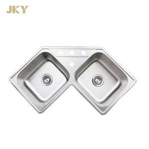 Double Bowl Drop In Kitchen Sink corner sink 16 18 gauge stainless steel sink high quality