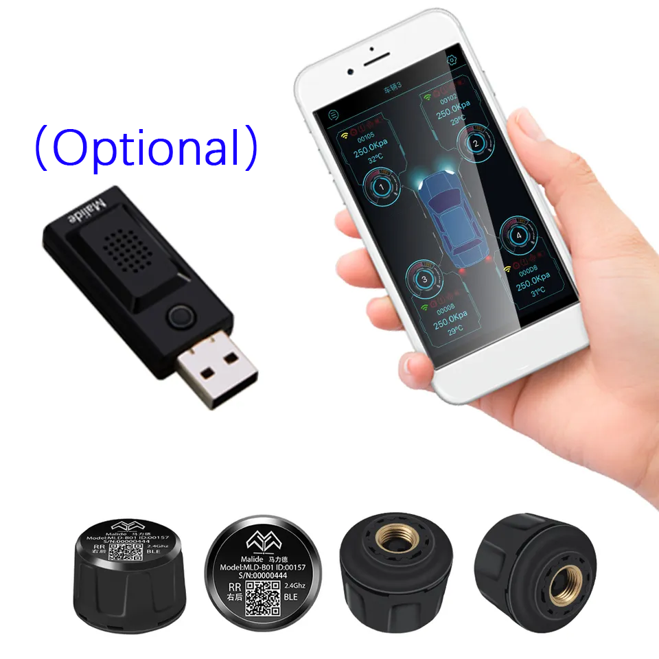 External TPMS OEM ODM Sensor IOS/Android Tire Pressure Monitoring System BLE 5.0 TPMS Sensor