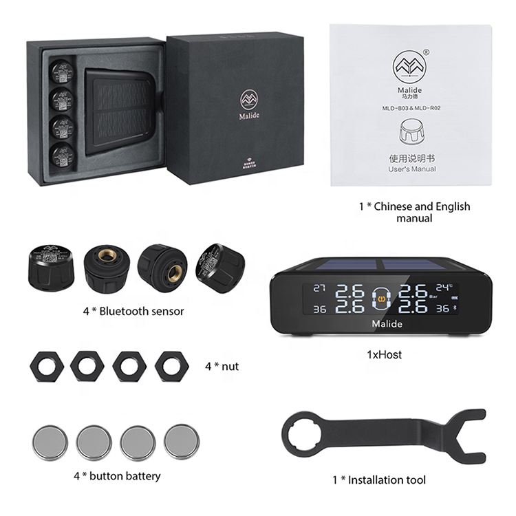 China Manufacturer Smart Digital Car Tire Gauges Pressure Monitoring System with Auto 4 External Sensors TPMS