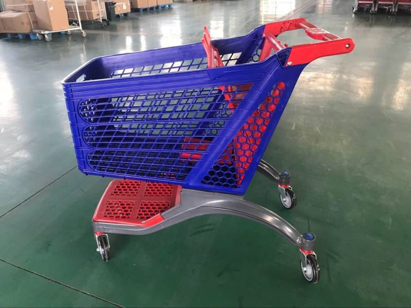 cheap price factory supply Fashion Plastic  Retail Grocery Hand Push  Shopping Trolley With Seat