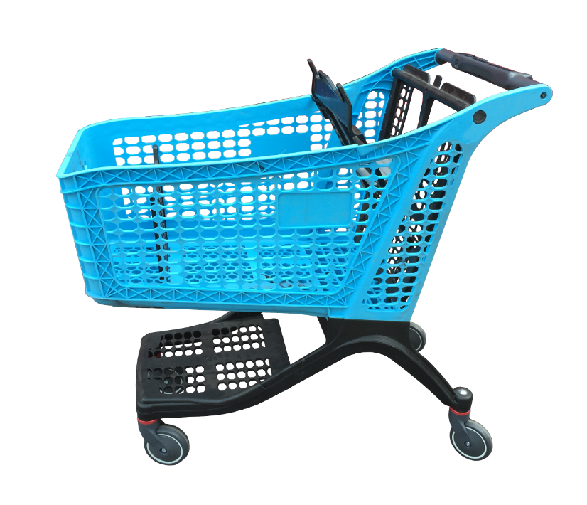 cheap price factory supply Fashion Plastic  Retail Grocery Hand Push  Shopping Trolley With Seat