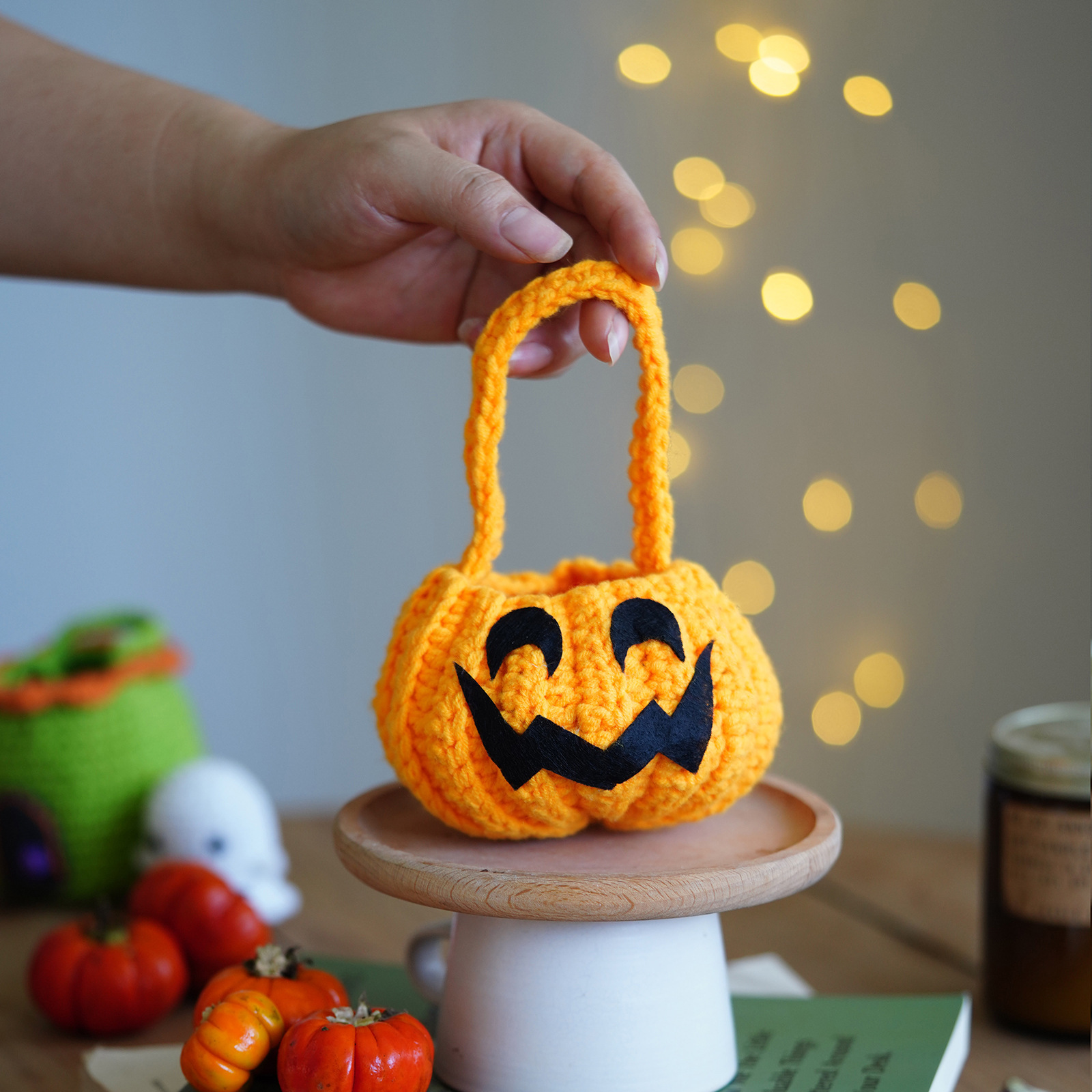 Crochet Kit for Beginners with Easy Peasy Yarn for Crocheting Halloween Pumpkin Decoration