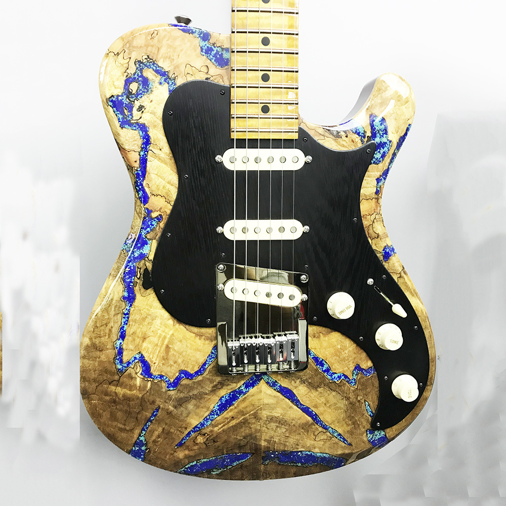 Wholesale Musical Instruments Cheap blue stone strip inlay electric guitar for sale